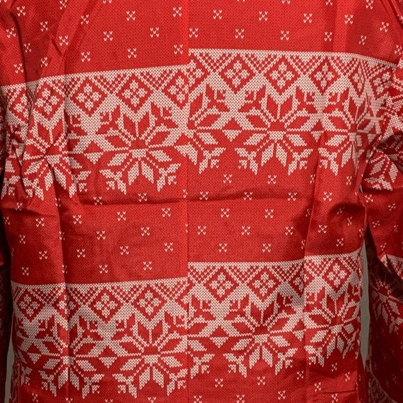 Ugly Christmas Blazer Sport Coat Jacket Snowflake Fair Isle 2 Button Red XL - Picture 3 of 5